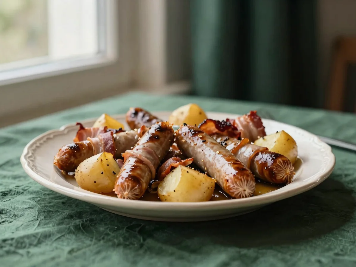 Editorial food photography of a generous platter of choucroute ga
